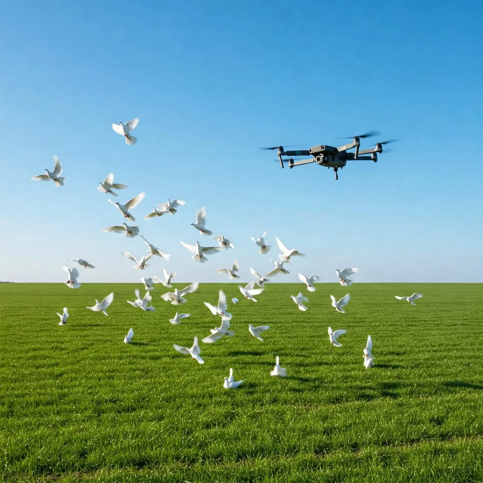 Drone allontana i volatili dal campo