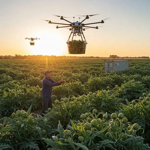 Drone con cestello pino di carciofi