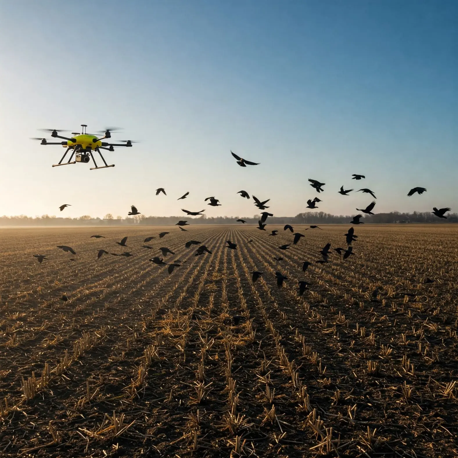 Drone allontana volatili dai campi
